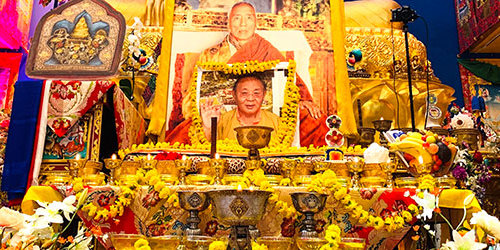 Paying respect to Sogyal Rinpoche last Lerab Ling, France